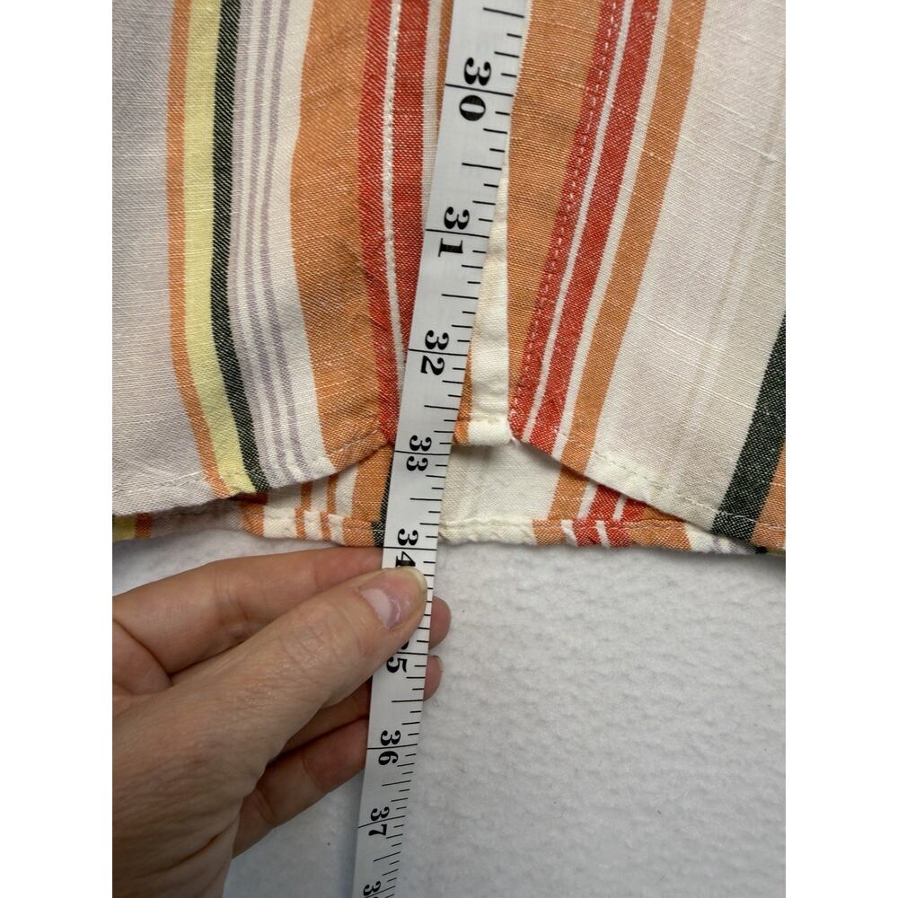 Linen Blend Striped Button-Front Belted Midi/Maxi Skirt Womens M Beach Summer - Picture 10 of 11